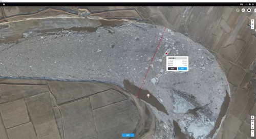 大疆智图软件快速测量封冻长度，冰凌与岸边距离